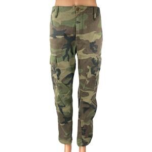 Re/Done Women's Green Camo Camouflage Mid Rise Straight Cargo Trouser Pants 26